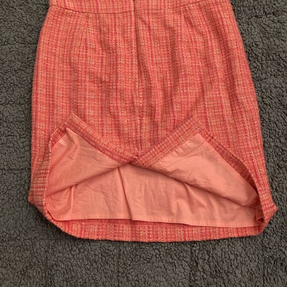 J Crew No 2 Pencil Skirt SIZE 8 Orange Tweed Plaid Cotton Wool Preppy Academia - Picture 4 of 10